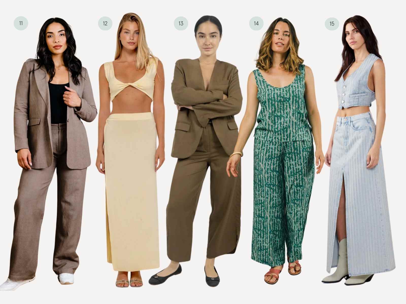 Collage featuring more sustainable suits and co ords