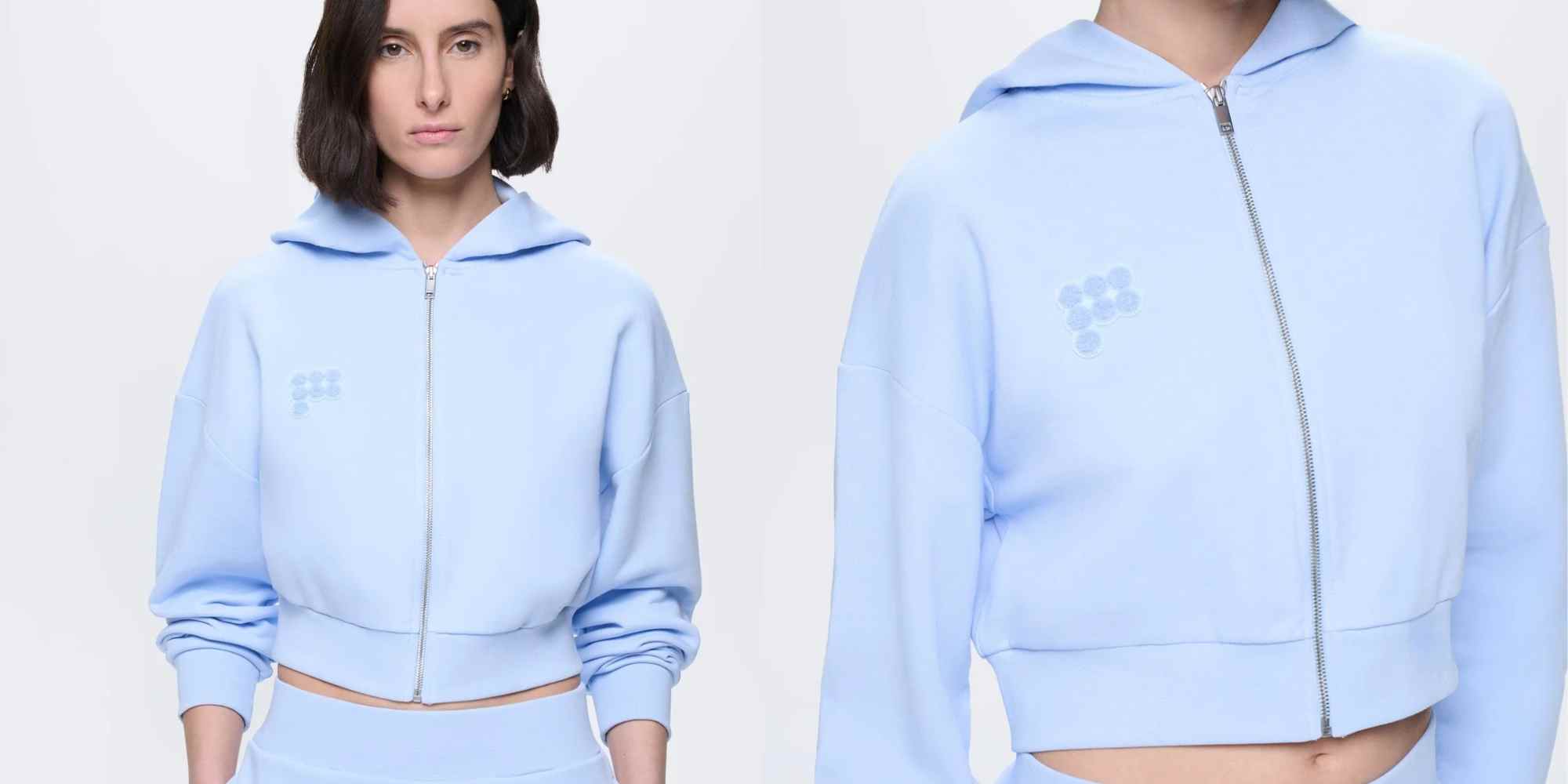 blue cropped hoodie from pangaia