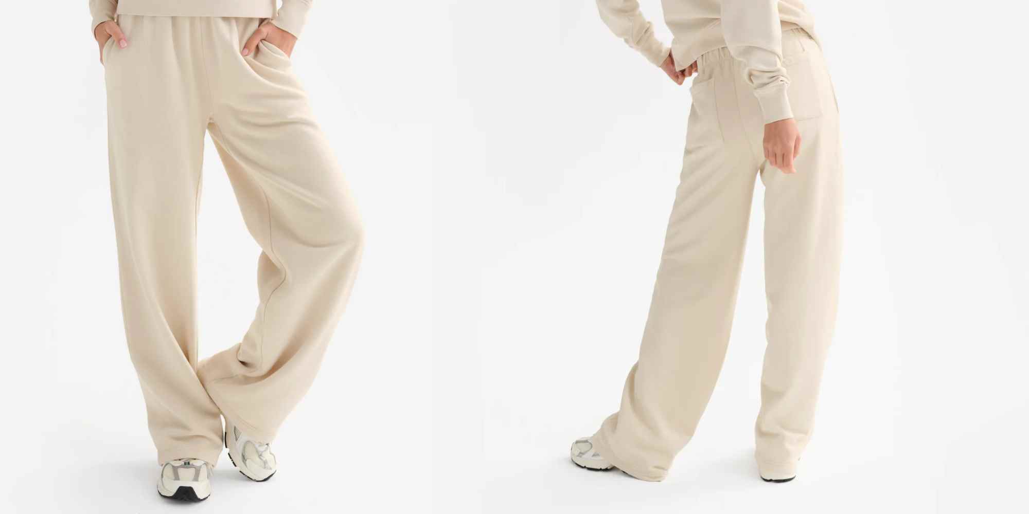 cream wide leg sweatpants from mate the label