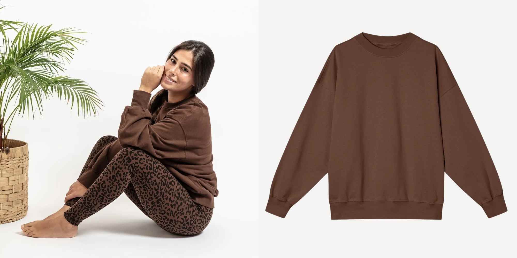 person wearing brown sweatshirt from orbasics