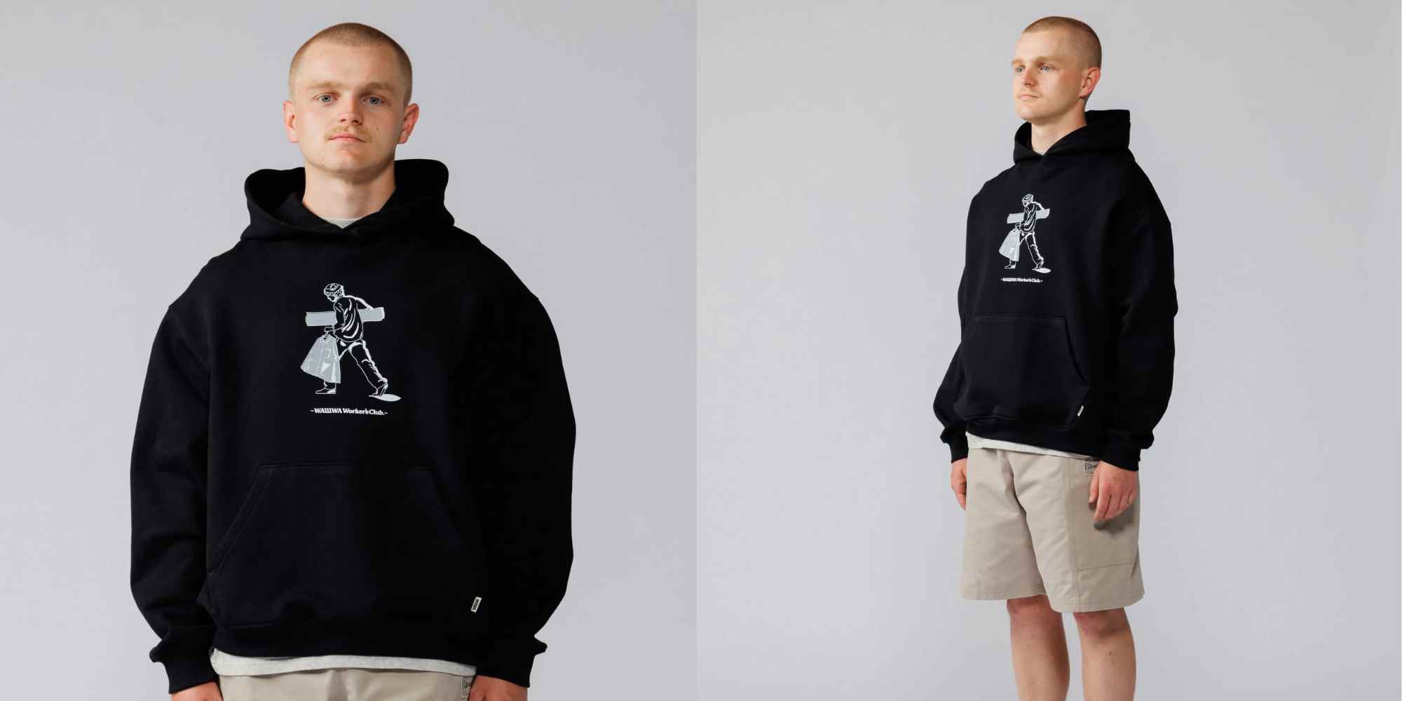 printed black hoodie from wawwa