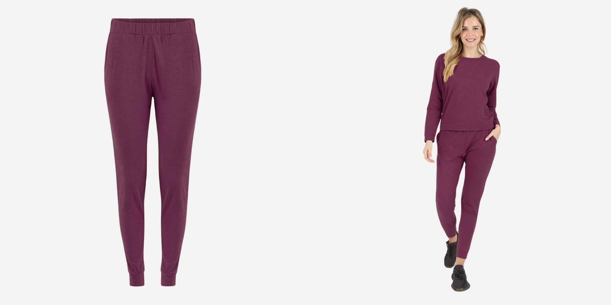 purple sweatpants and sweatshirt from lezat