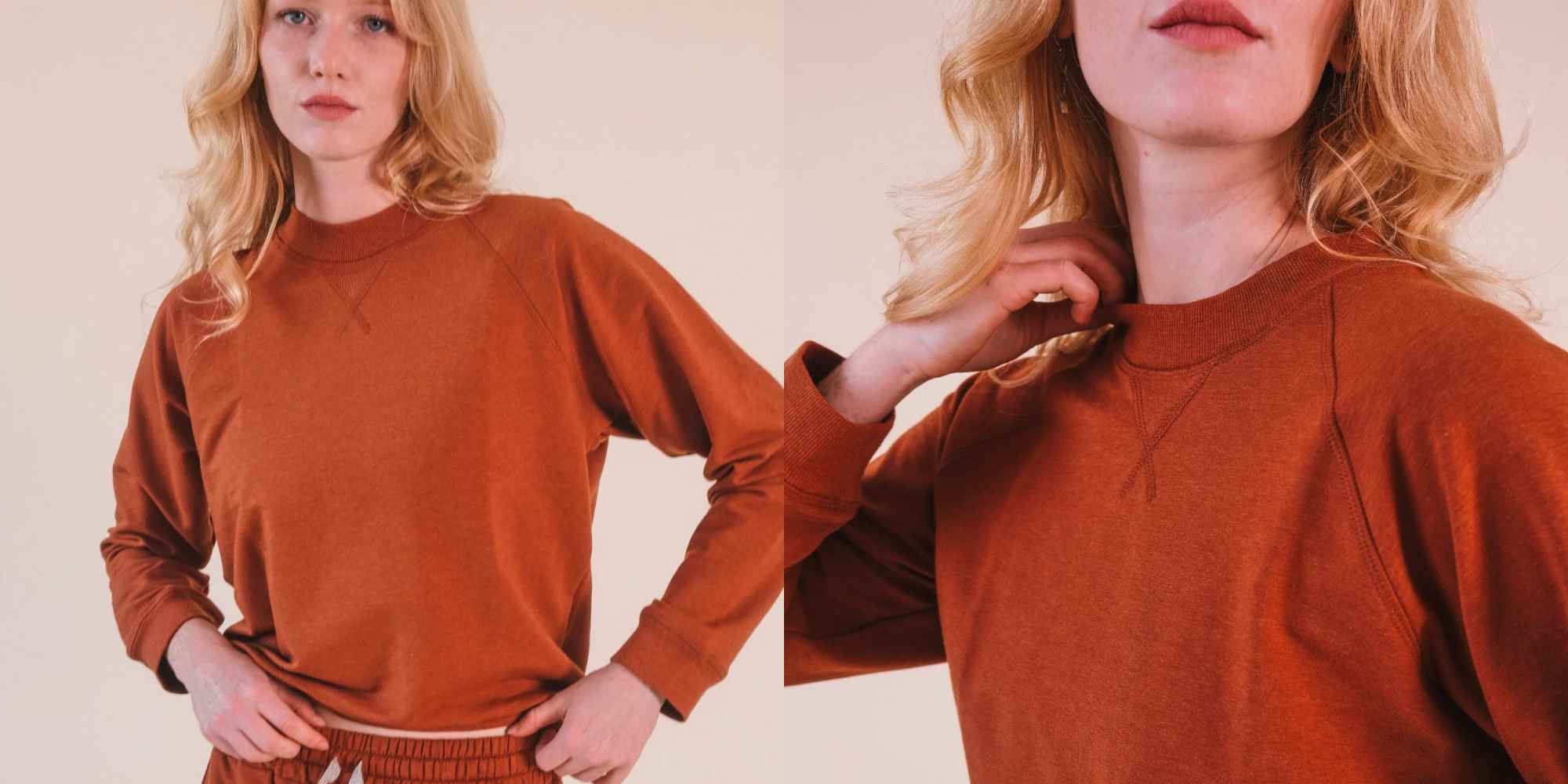 rust coloured sweatshirt from poplinen