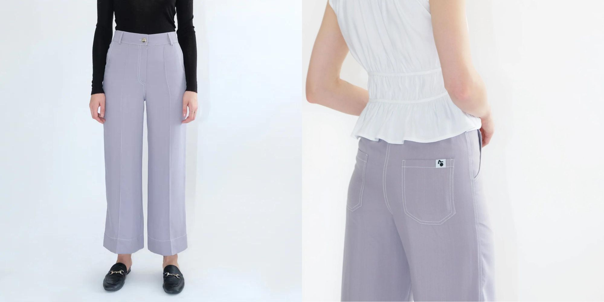 Lilac TENCEL trousers made responsibly by OhSevenDays.