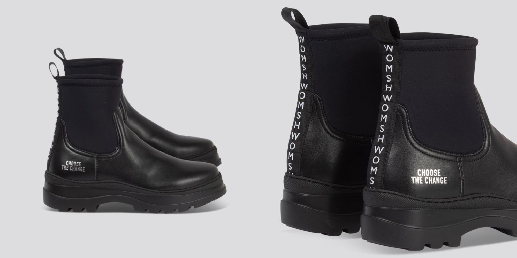 Black vegan boots made by Womsh.