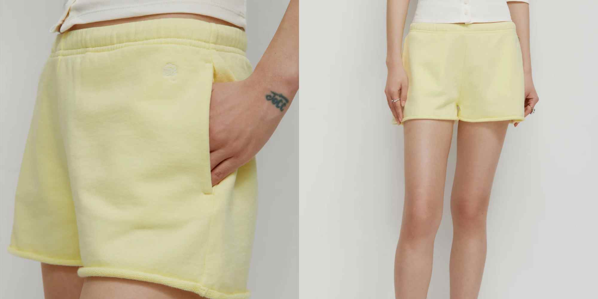 yellow sweatshorts from kotn