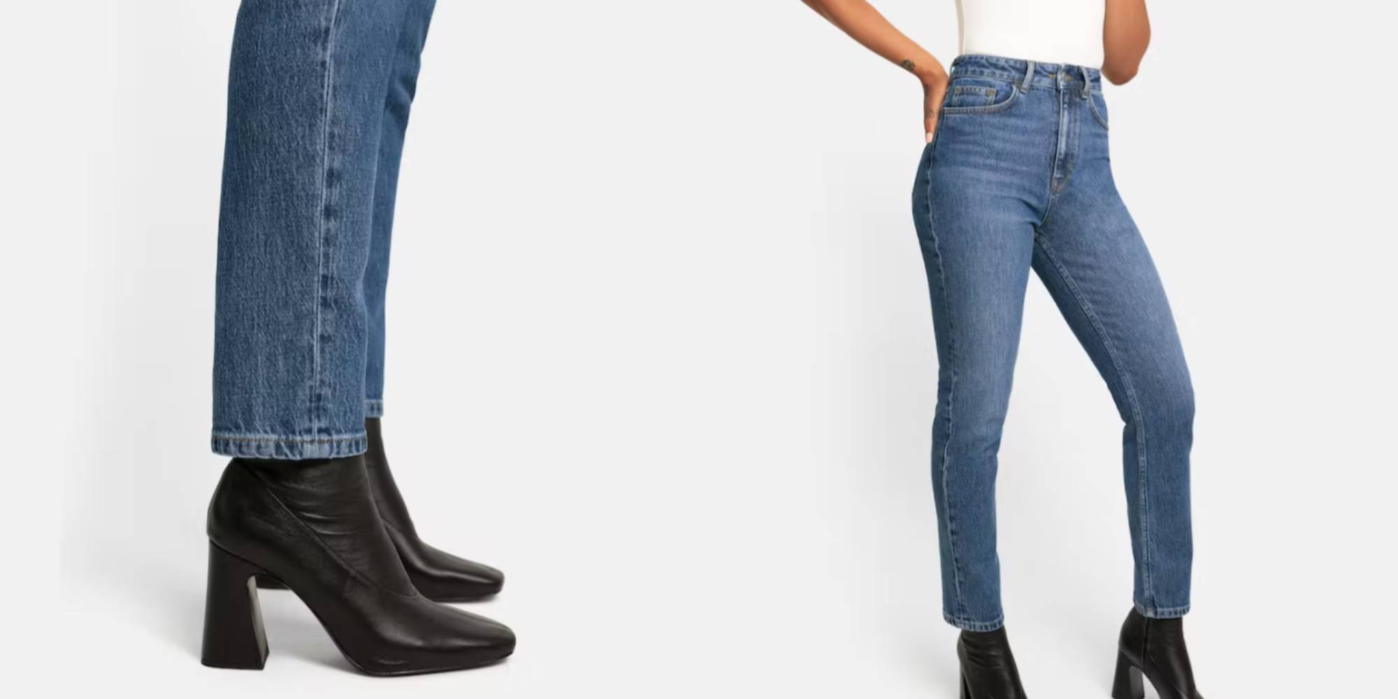 A pair of custom, blue, slim jeans by unspun.