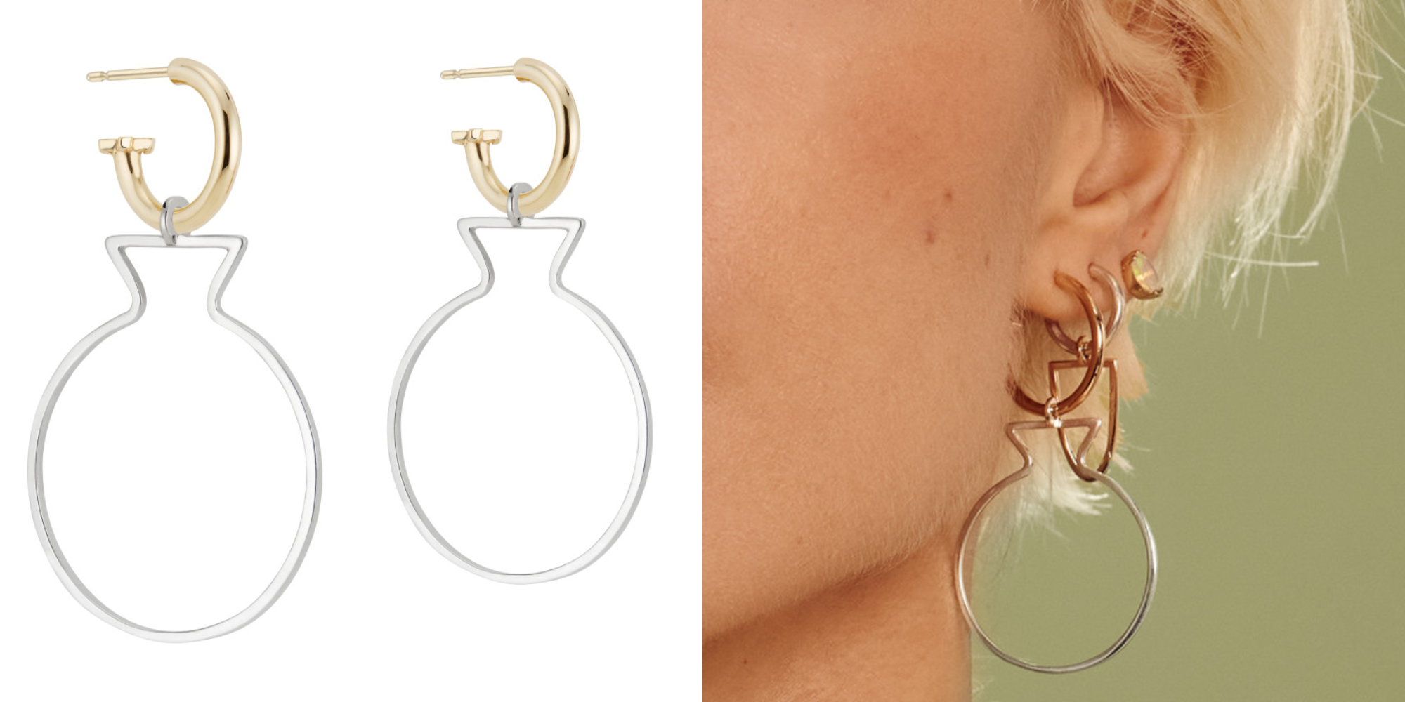 person wearing circ dinos drop in silver by Bario Neal