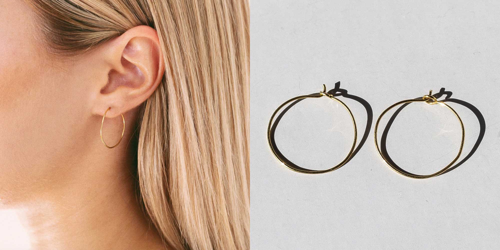 woman wearing gold hoop homie earrings