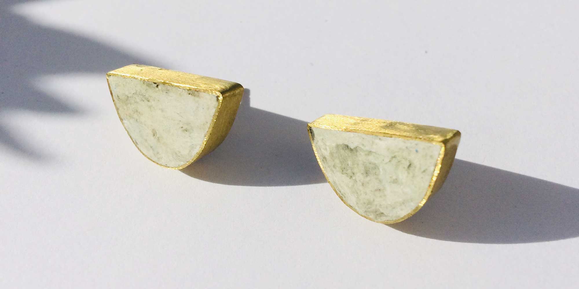 small half moon gold earrings by quazi