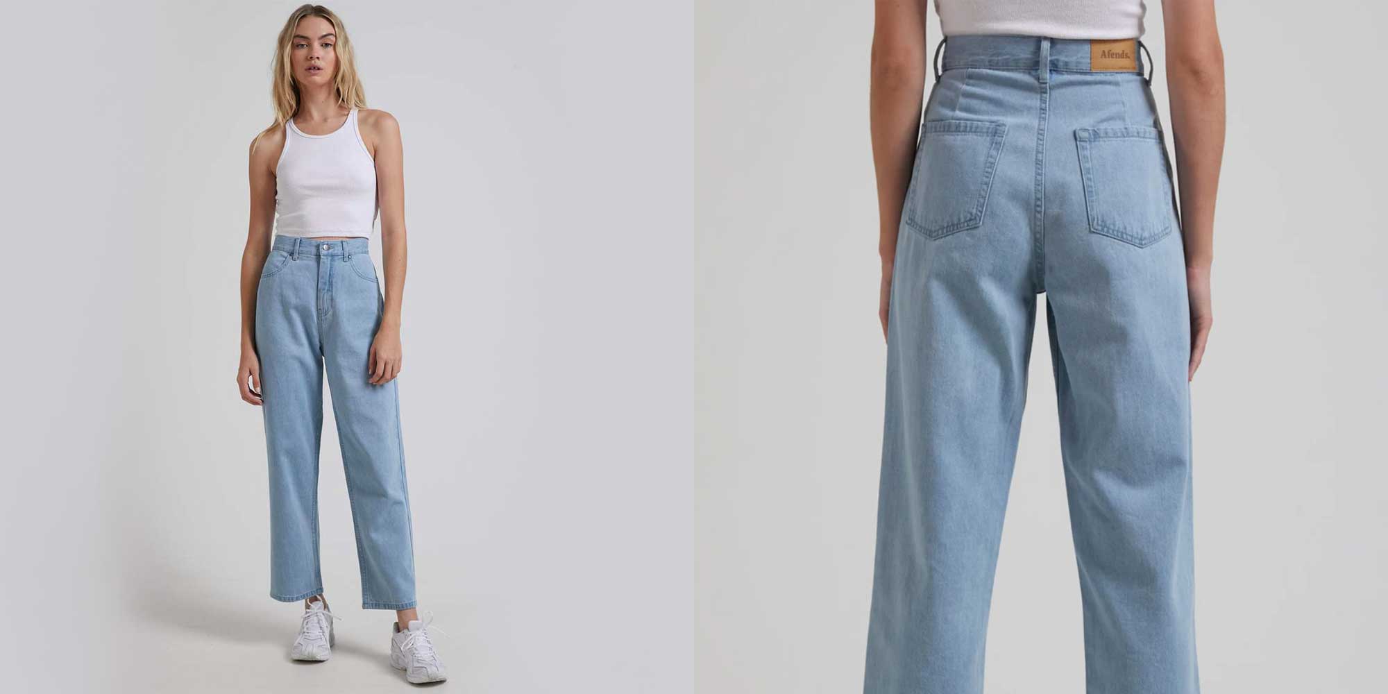 sustainable hemp clothing in the form of high waisted jeans by Afends