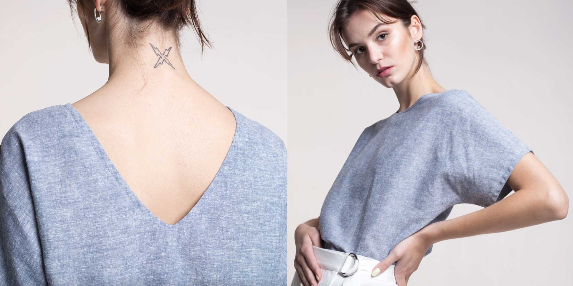 ethically made hemp reversible blue top by Mila.Vert