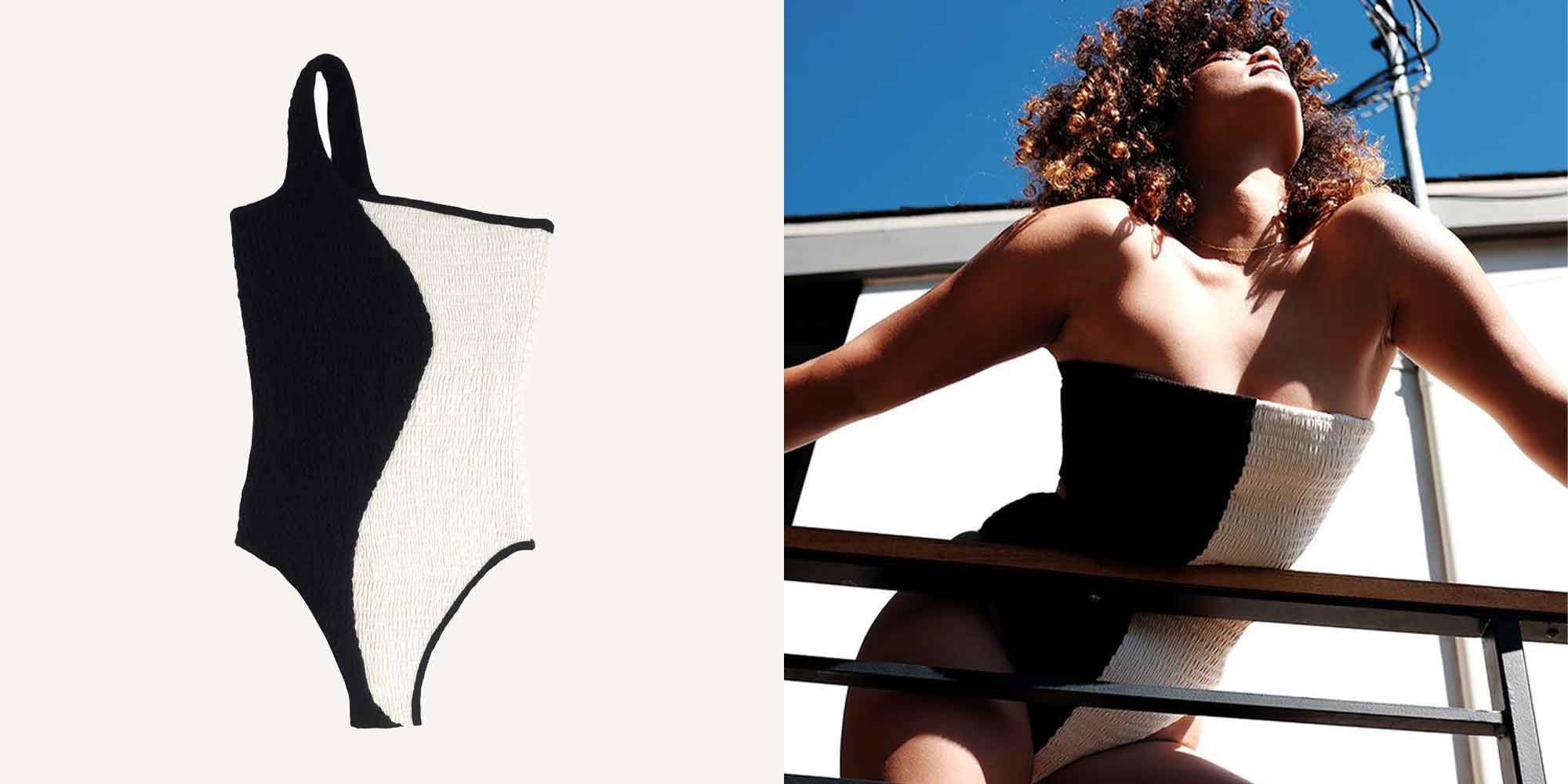 black and white hemp swimsuit by Natasha Tonic