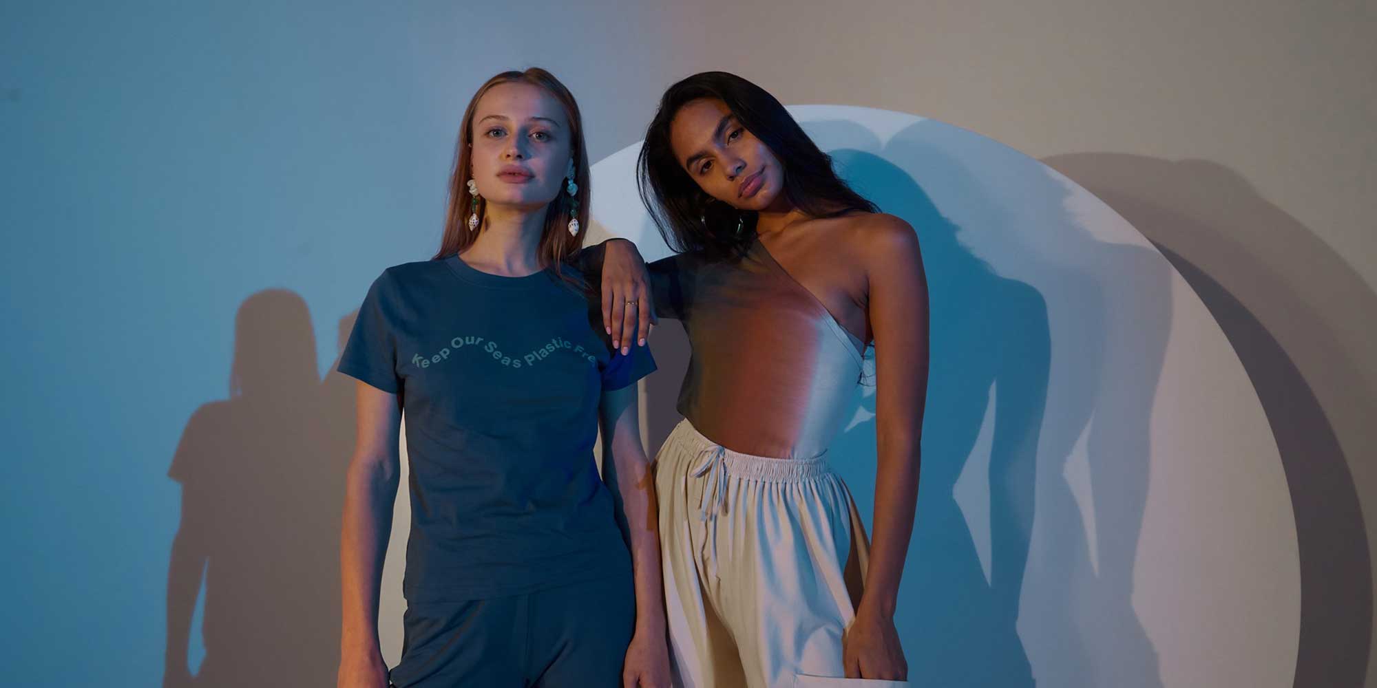 two women wearing yes and sustainable clothing