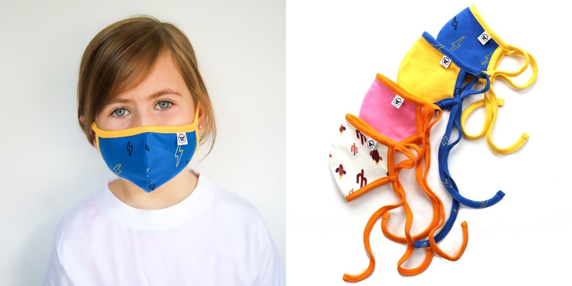 colourful sustainable kids face masks by The Good Tee