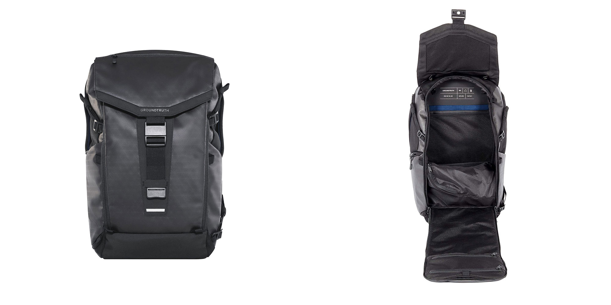 black sustainable backpack by GROUNDTRUTH