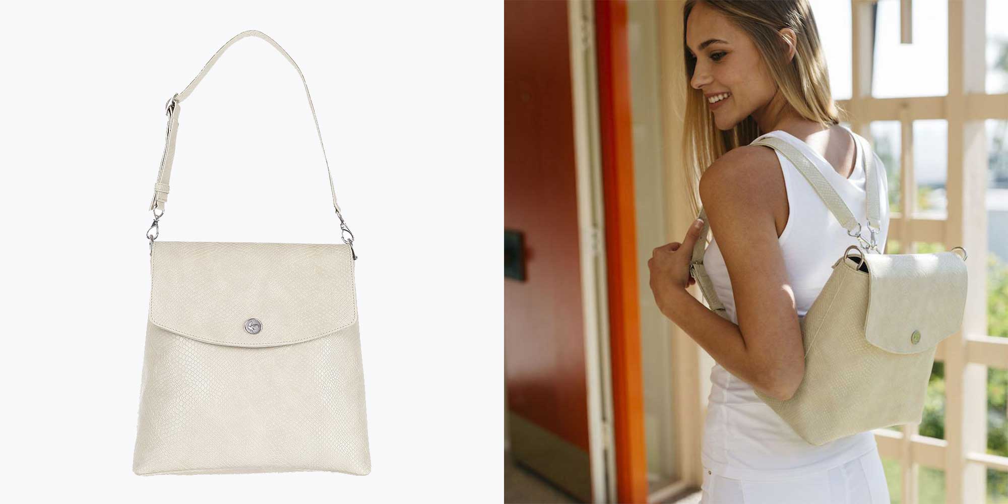 cream vegan purse backpack by Svala