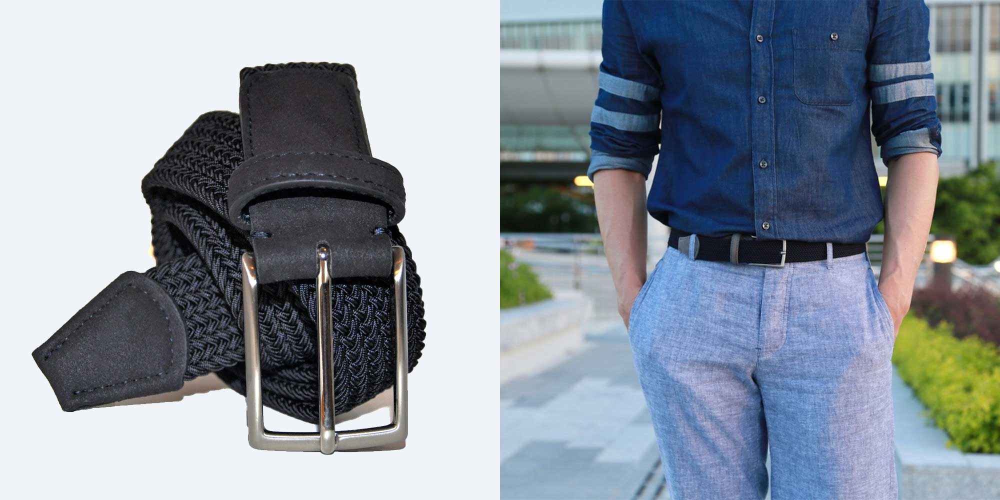 black braided sustainable vegan belt by Noah