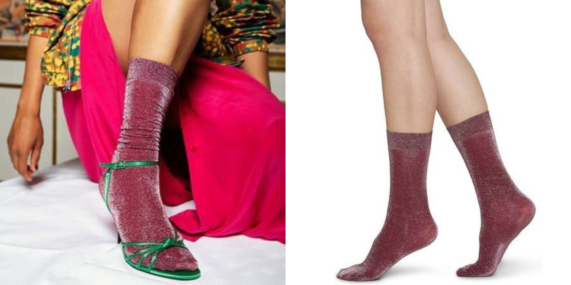 wine red shimmery sustainable socks by Swedish Stockings via Urbankissed