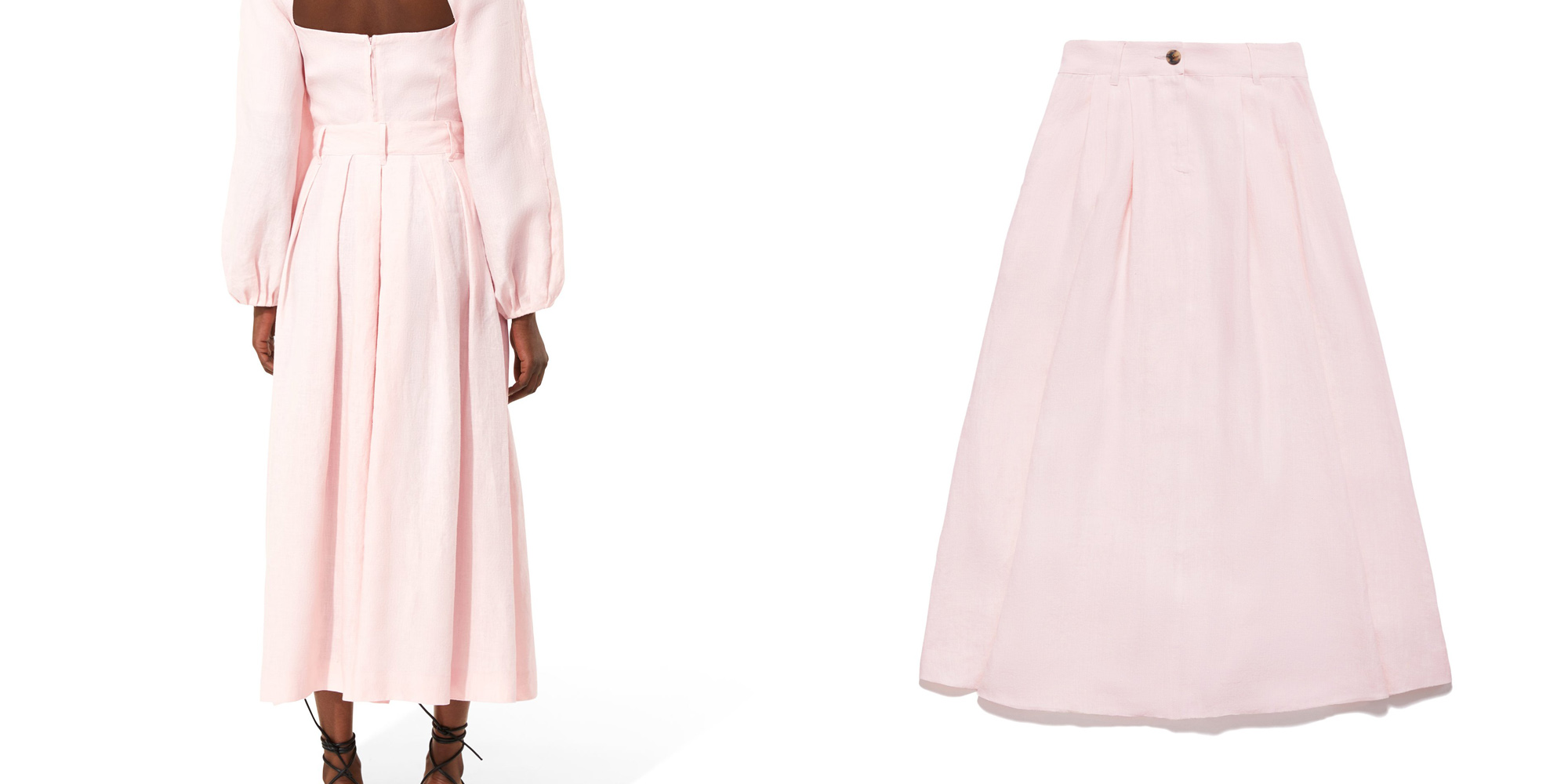 Pink pleated sustainable cottagecore style skirt