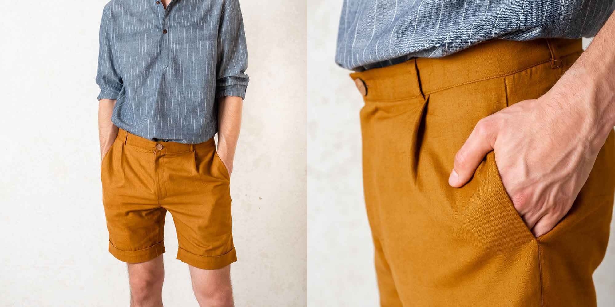 man wearing orange shorts by jyoti