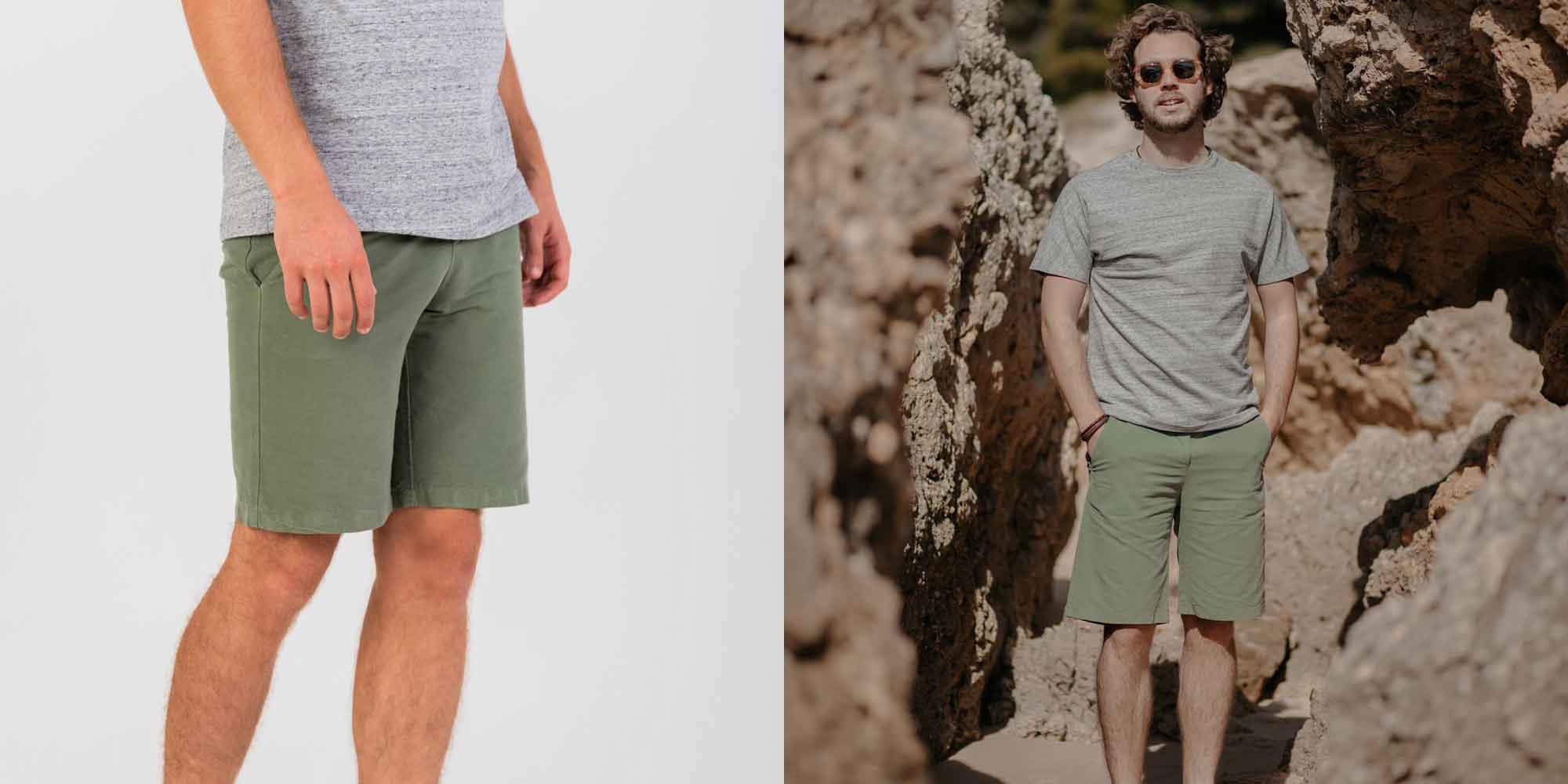 man wearing green shorts by naz