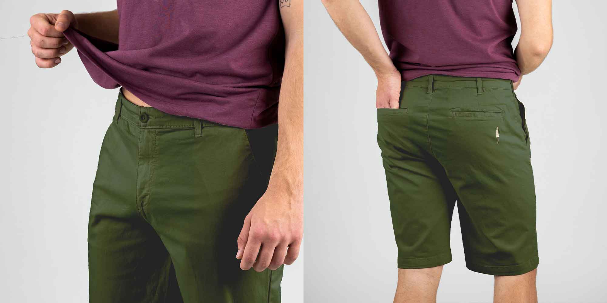 man wearing dark green shorts by Nikin