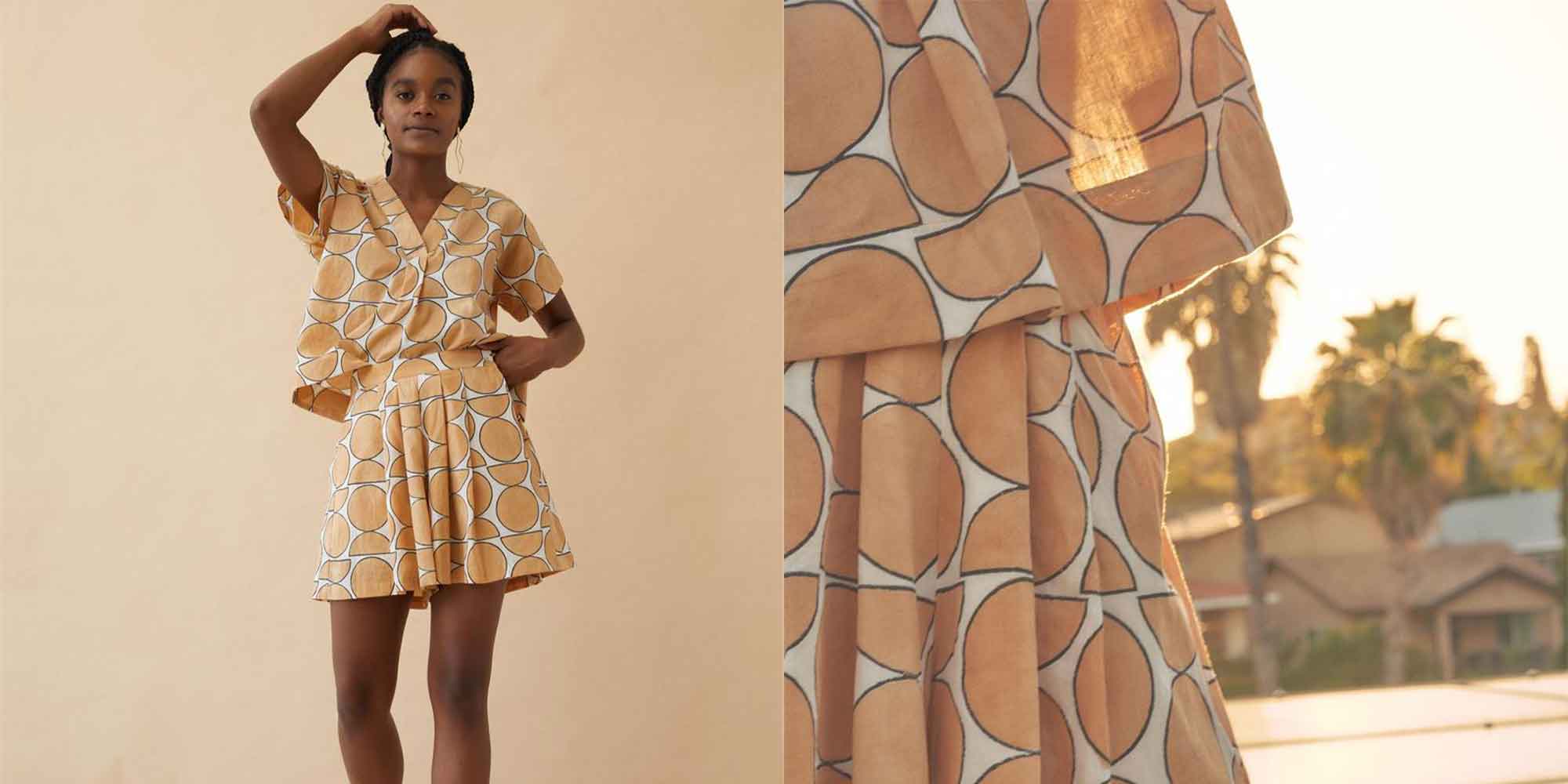 woman wearing beige and orange shorts by seek collective