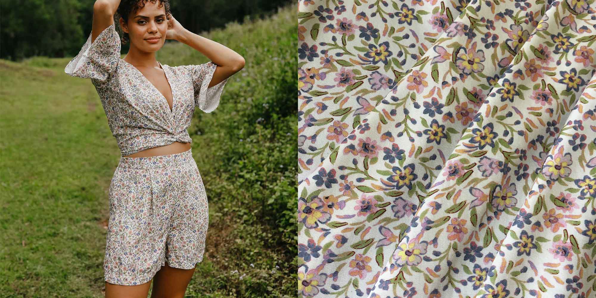 woman wearing sustainable shorts by tasi travels