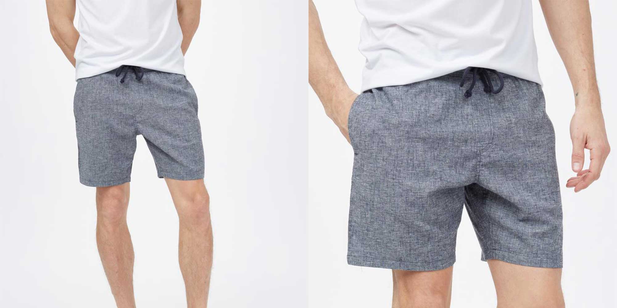 man wearing grey shorts by tentree
