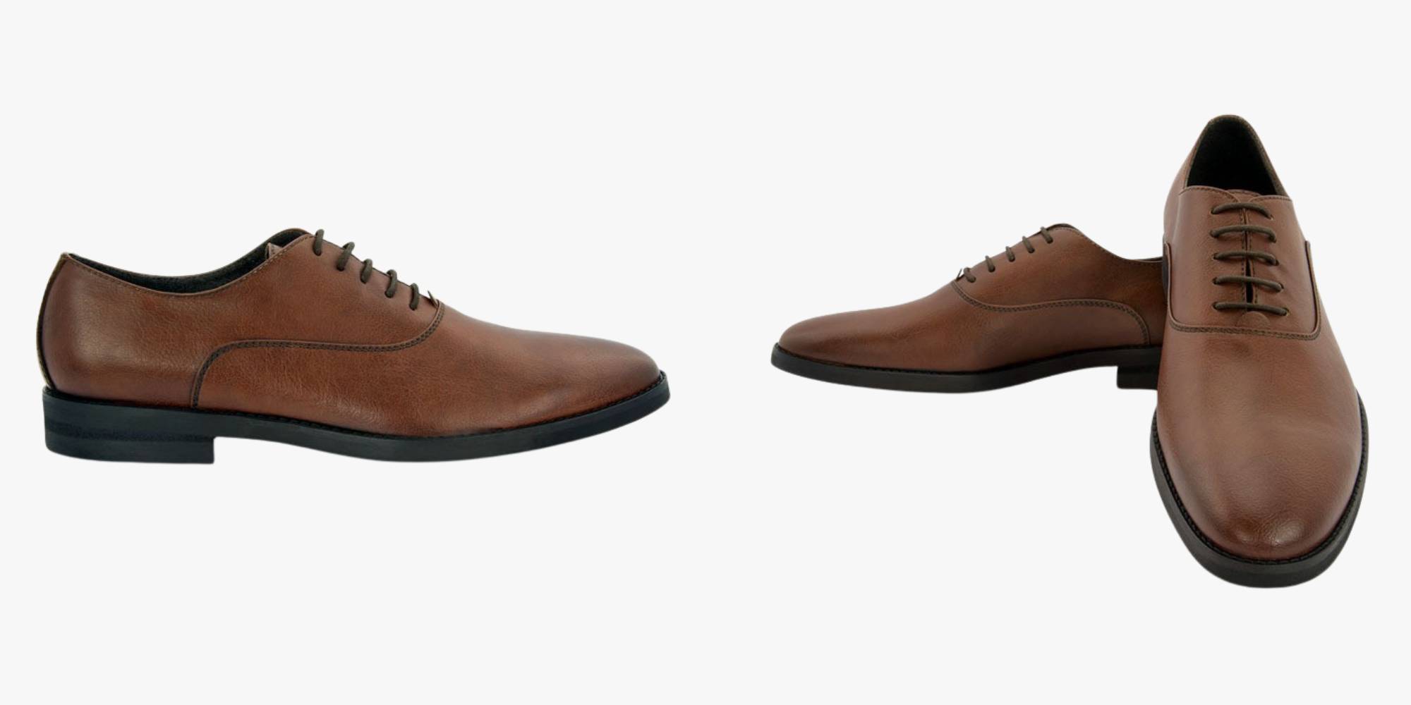 A pair of brown vegan lace up men's shoes by NOAH.
