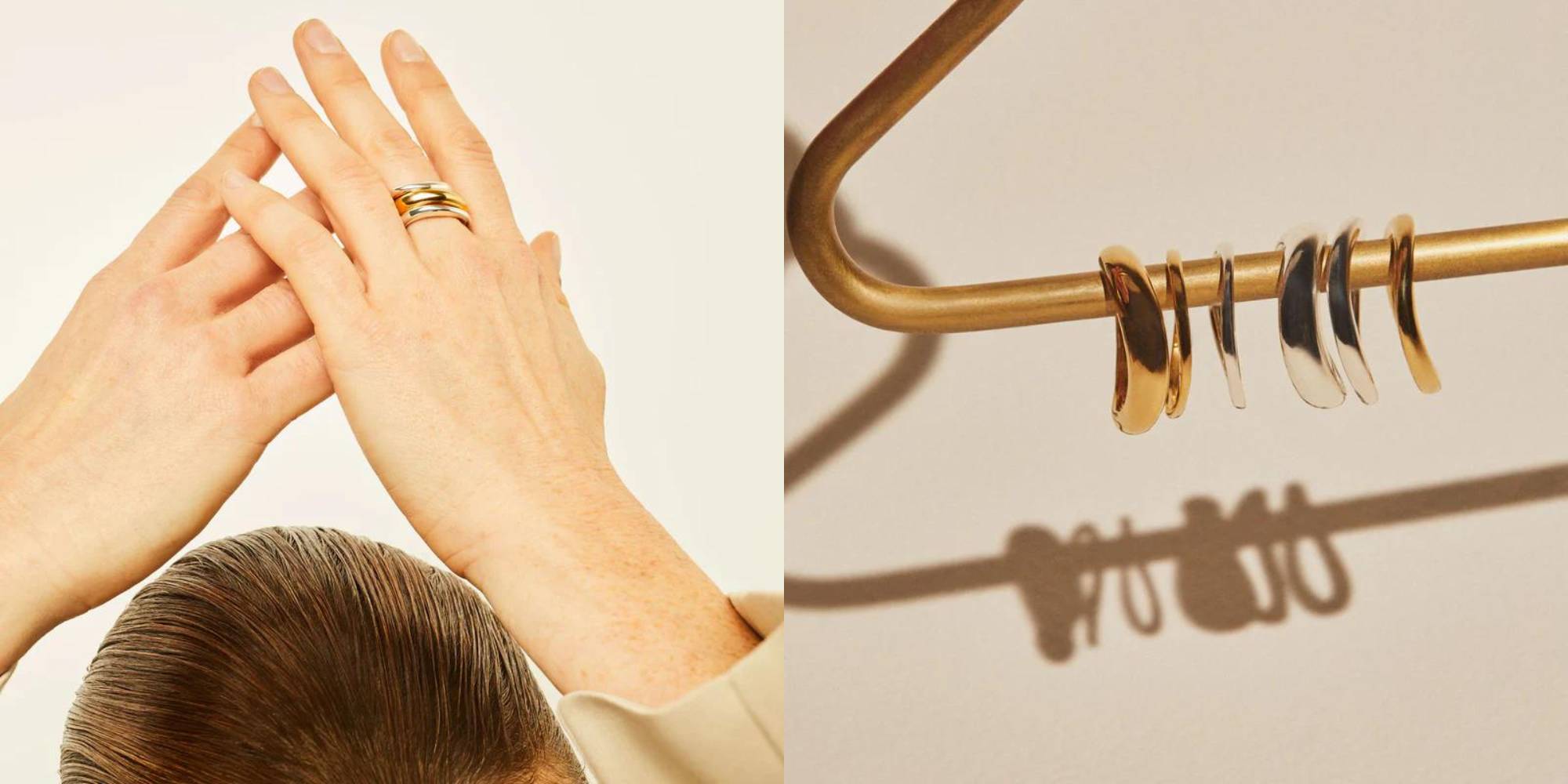 A gold ring set by AGMES.