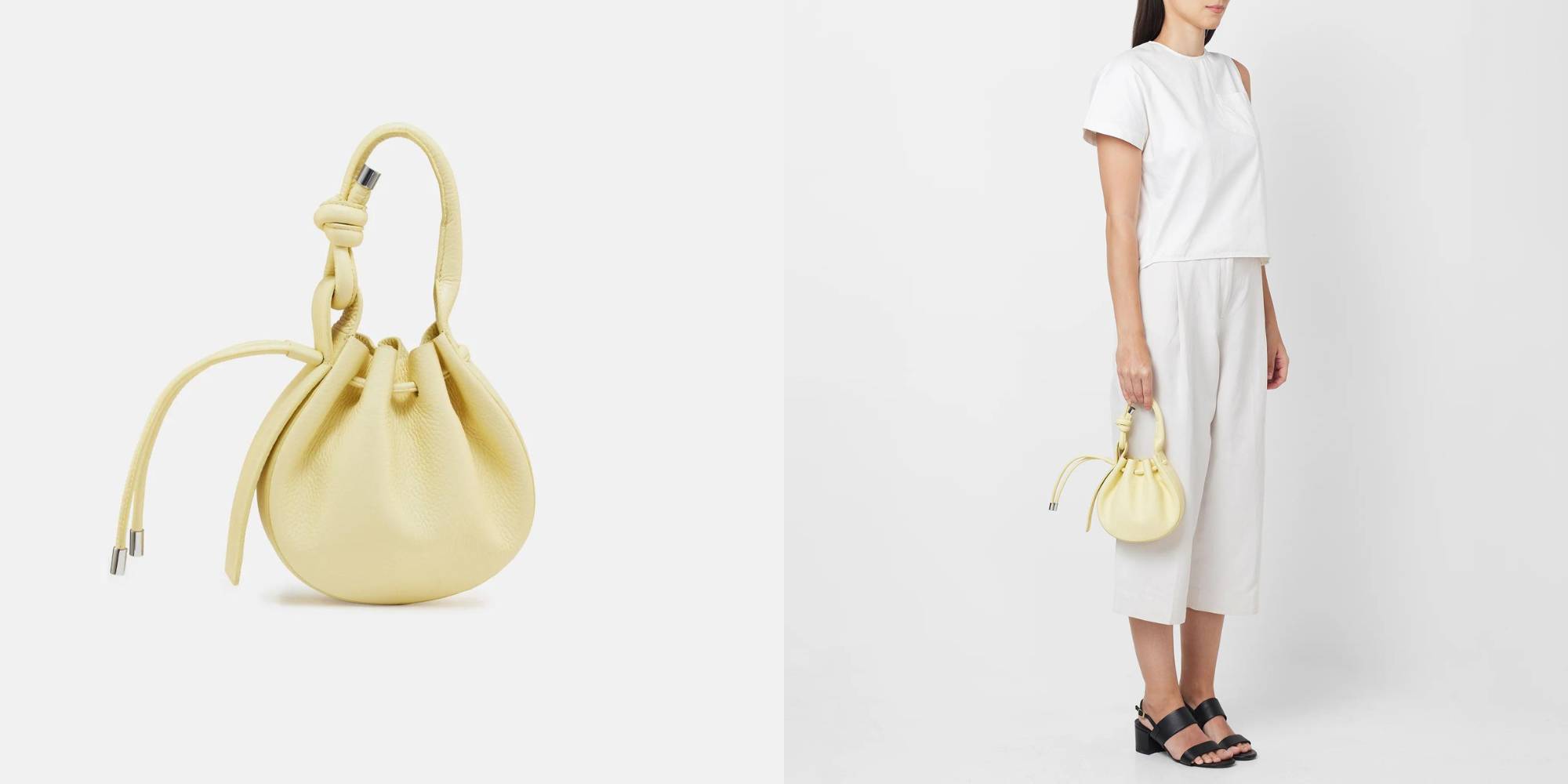 A light yellow buck crossbody bag by bheno.