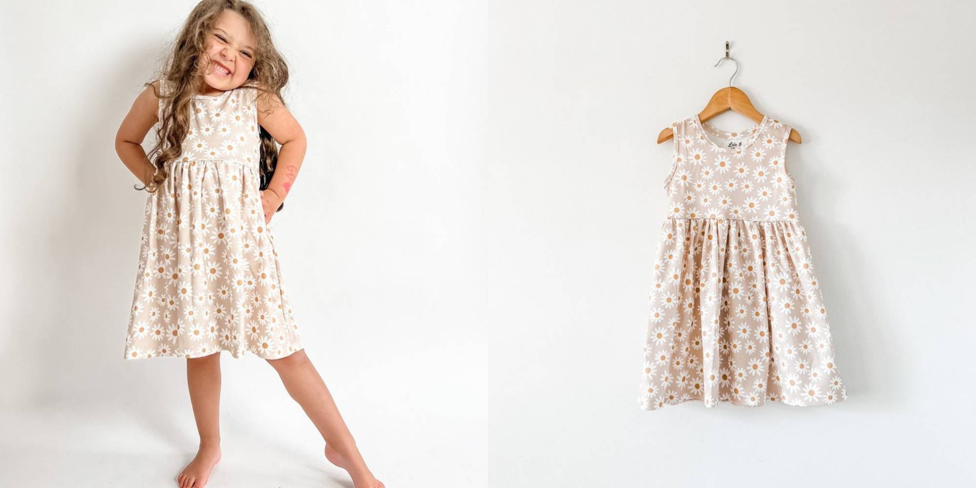 A daisy print tank dress by Lola & Stella.