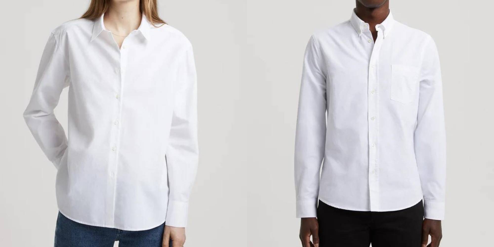 Two crisp white organic cotton shirts from ASKET.