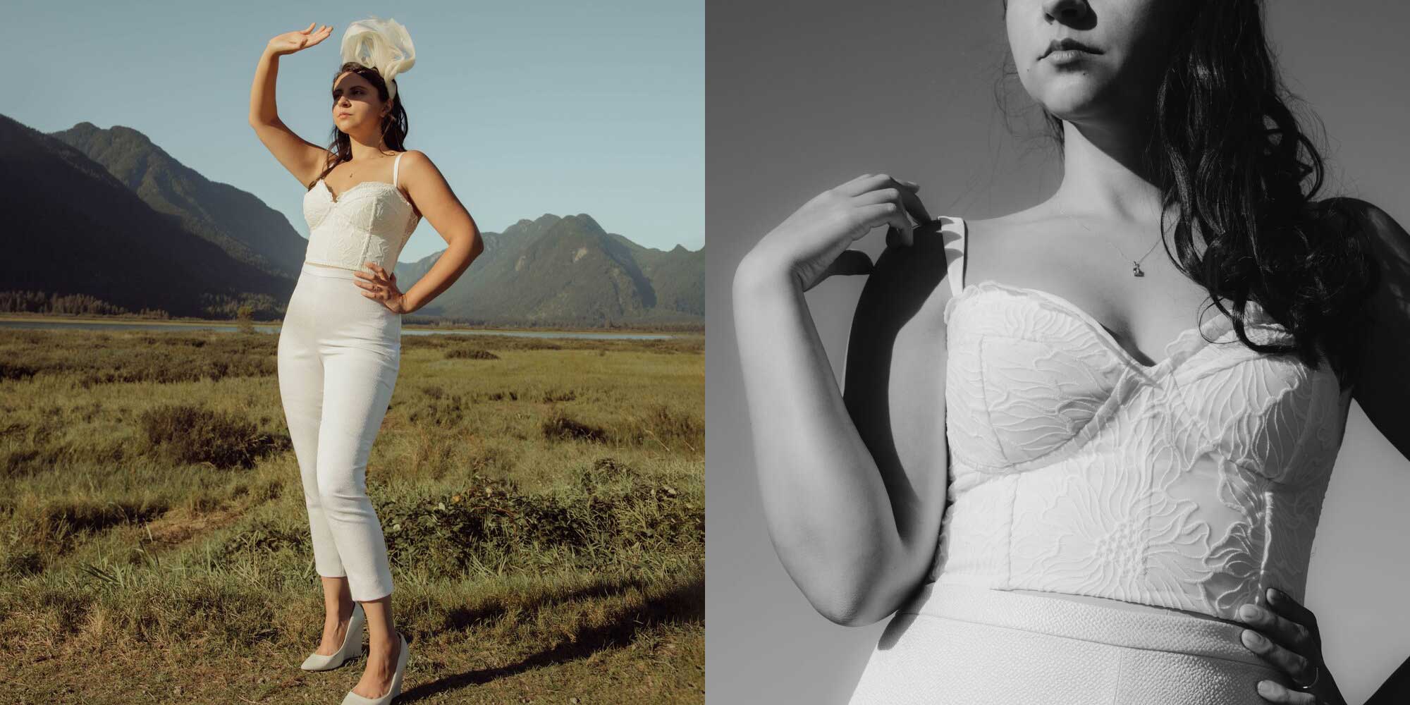 A white sustainable lace body top by Pure Magnolia.