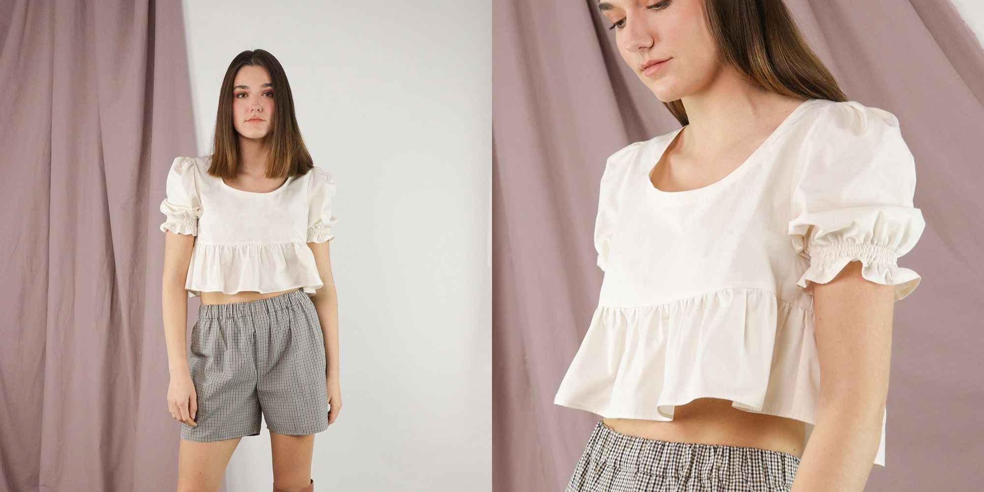 cream puff sleeve cotton crop top by Gunda Hafner