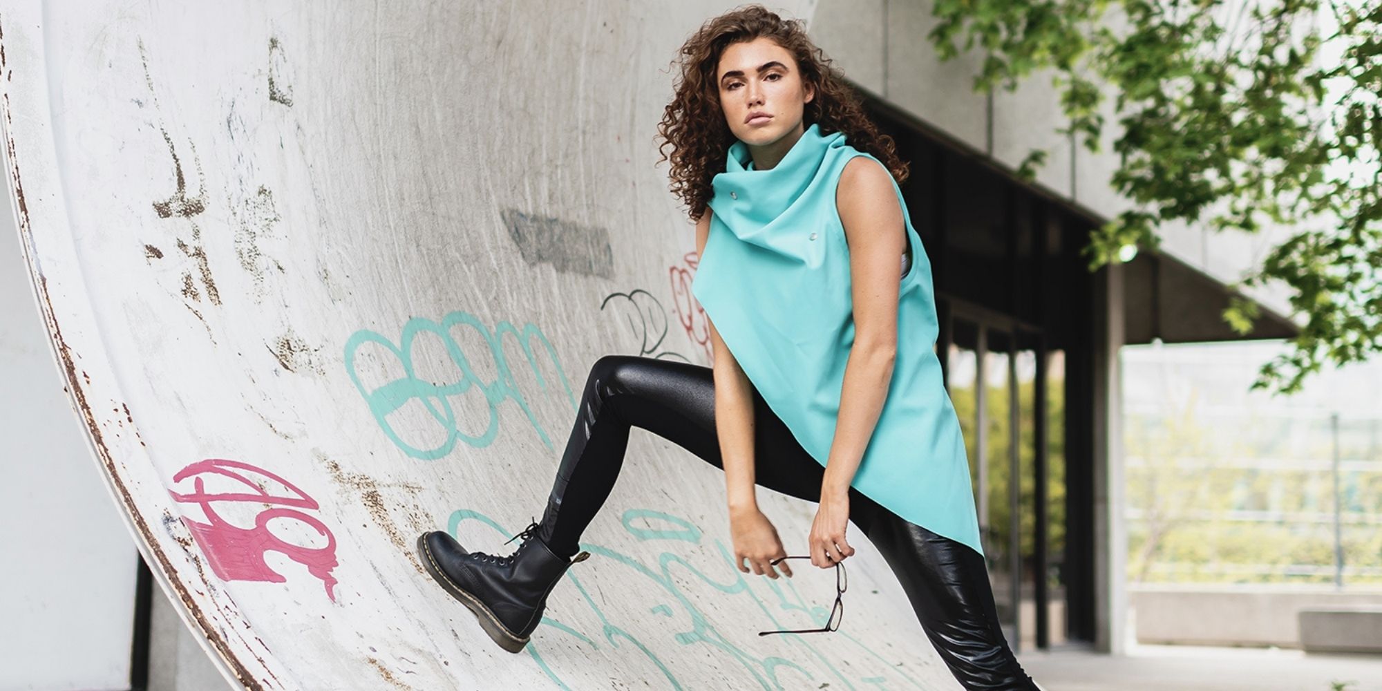 woman wearing zero waste fashion by Malaika New York