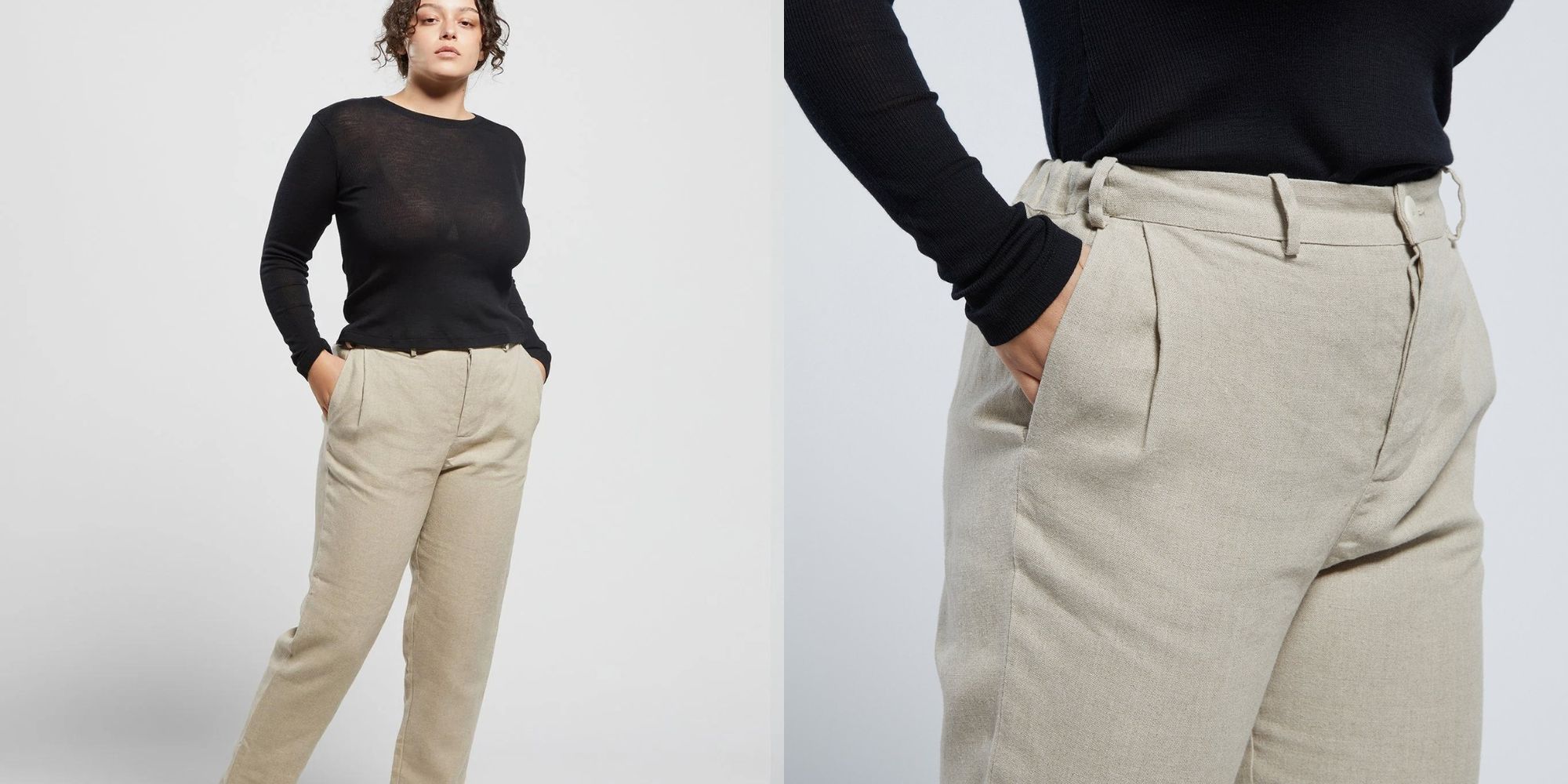 Semi-tailored beige linen pants by A.BCH.