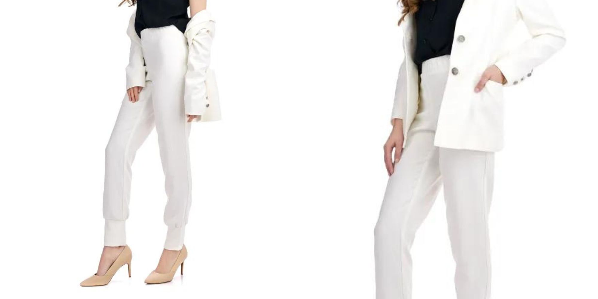 White custom-tailored pants made responsibly by Dressarte Paris.