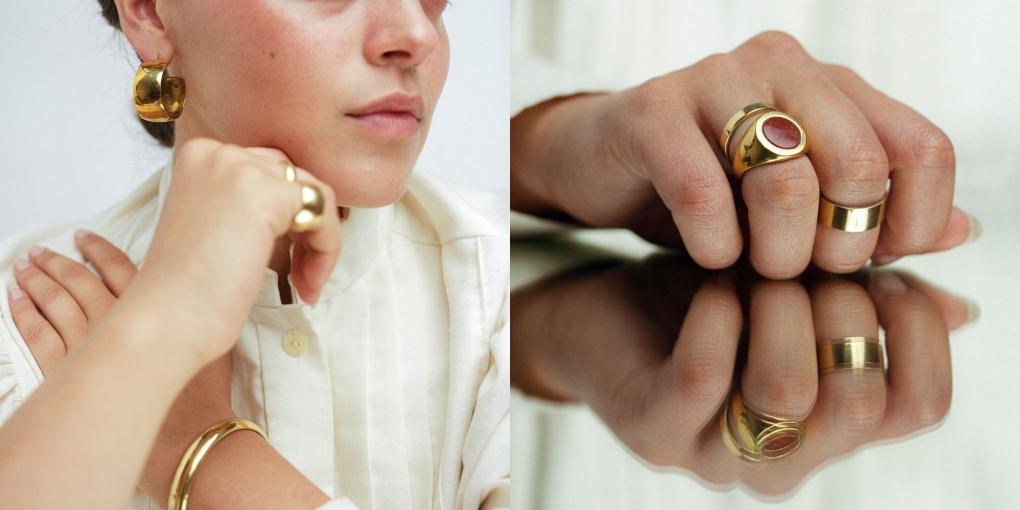 woman wearing upcycled sustainable jewellery by Raven + Lily