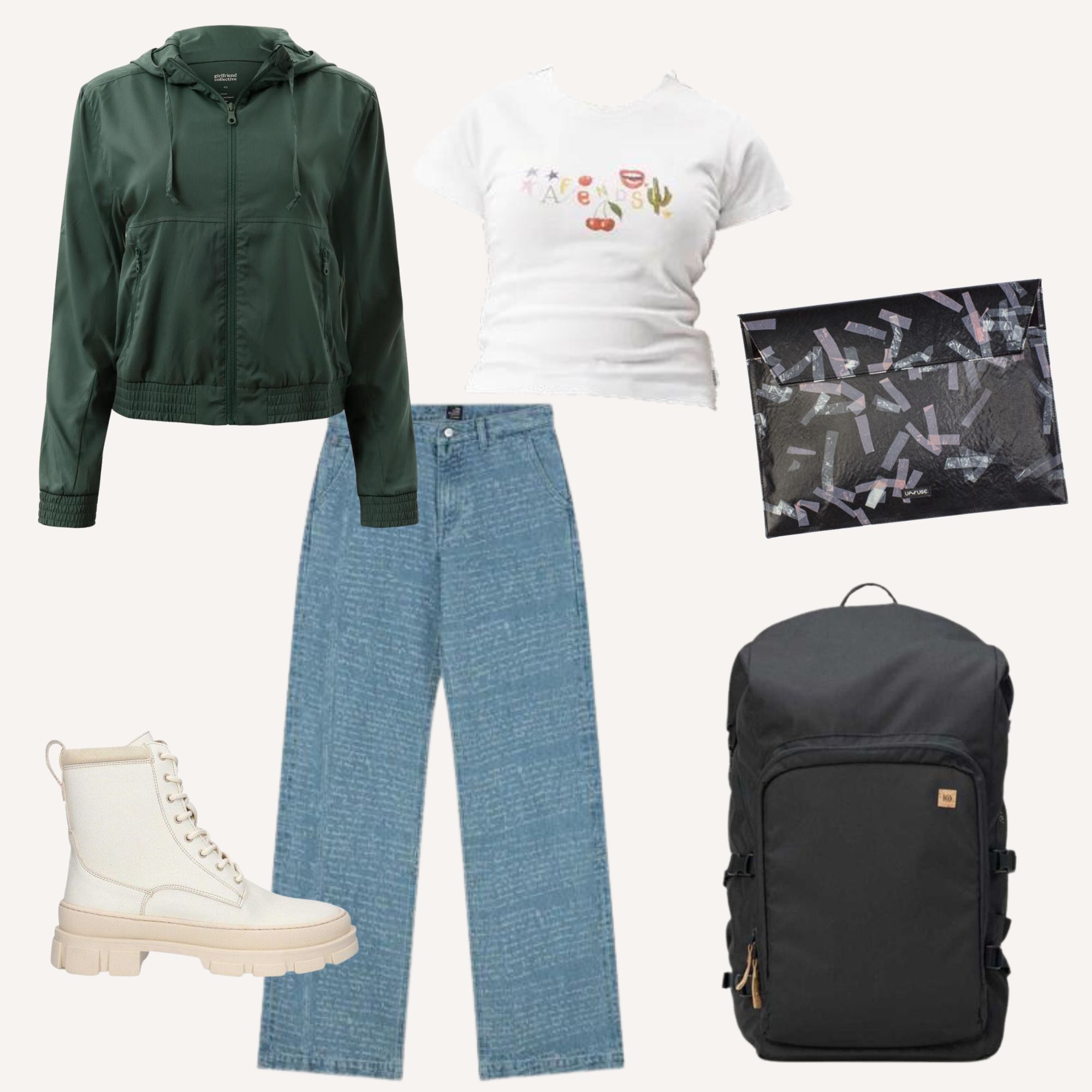 A selection of more sustainable brands kids clothes for going back to high school outfits.