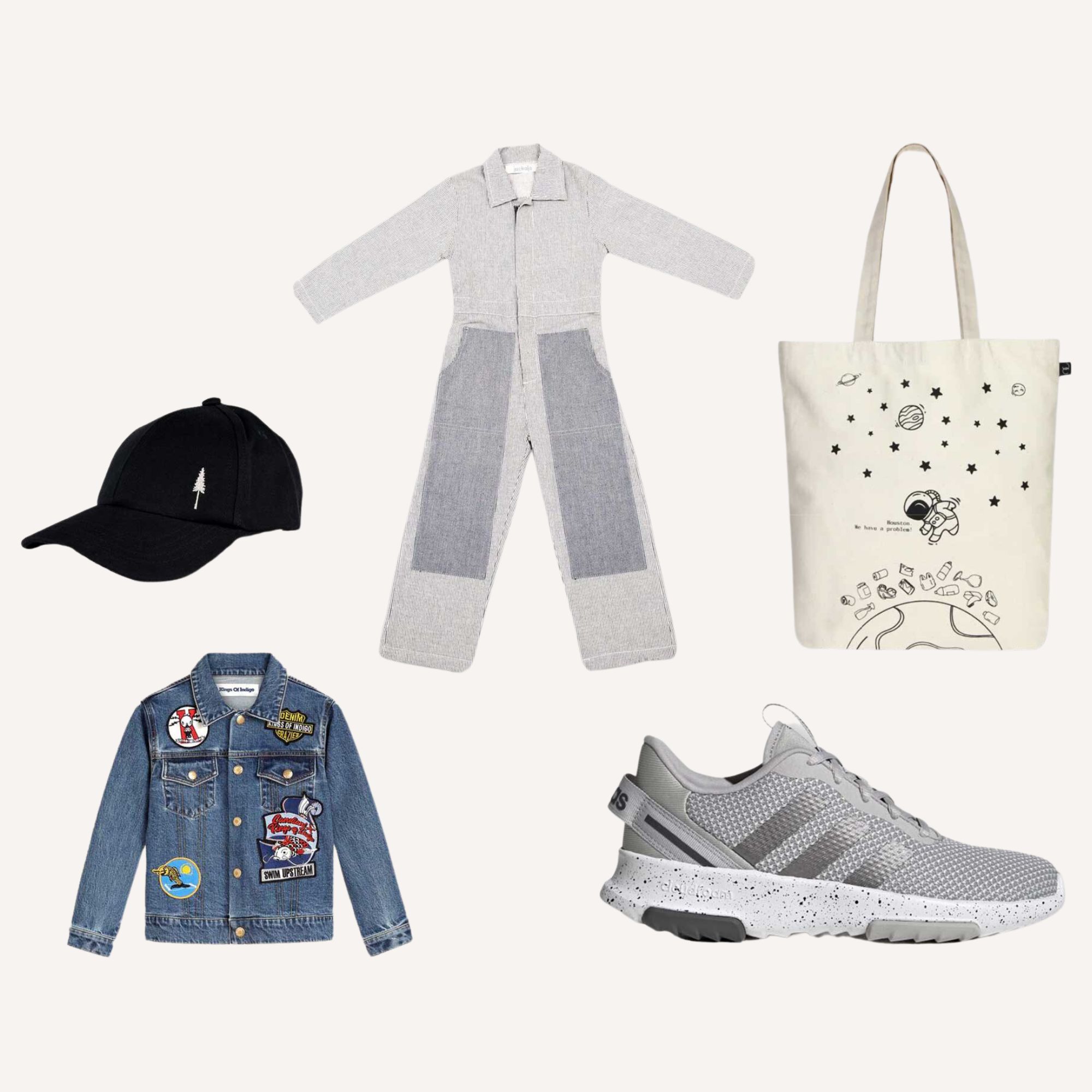 A selection of more sustainable brands kids clothes for going back to middle school outfits.