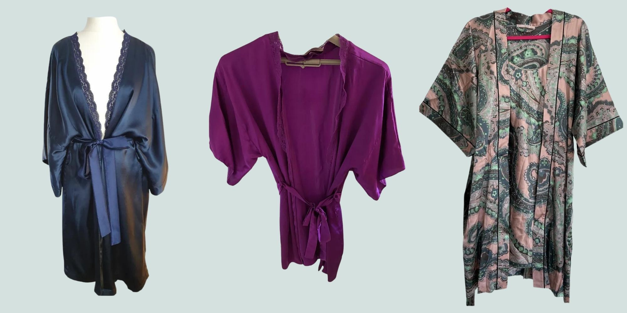 three second hand silk robes by Stella McCartney via Vestiaire Collective