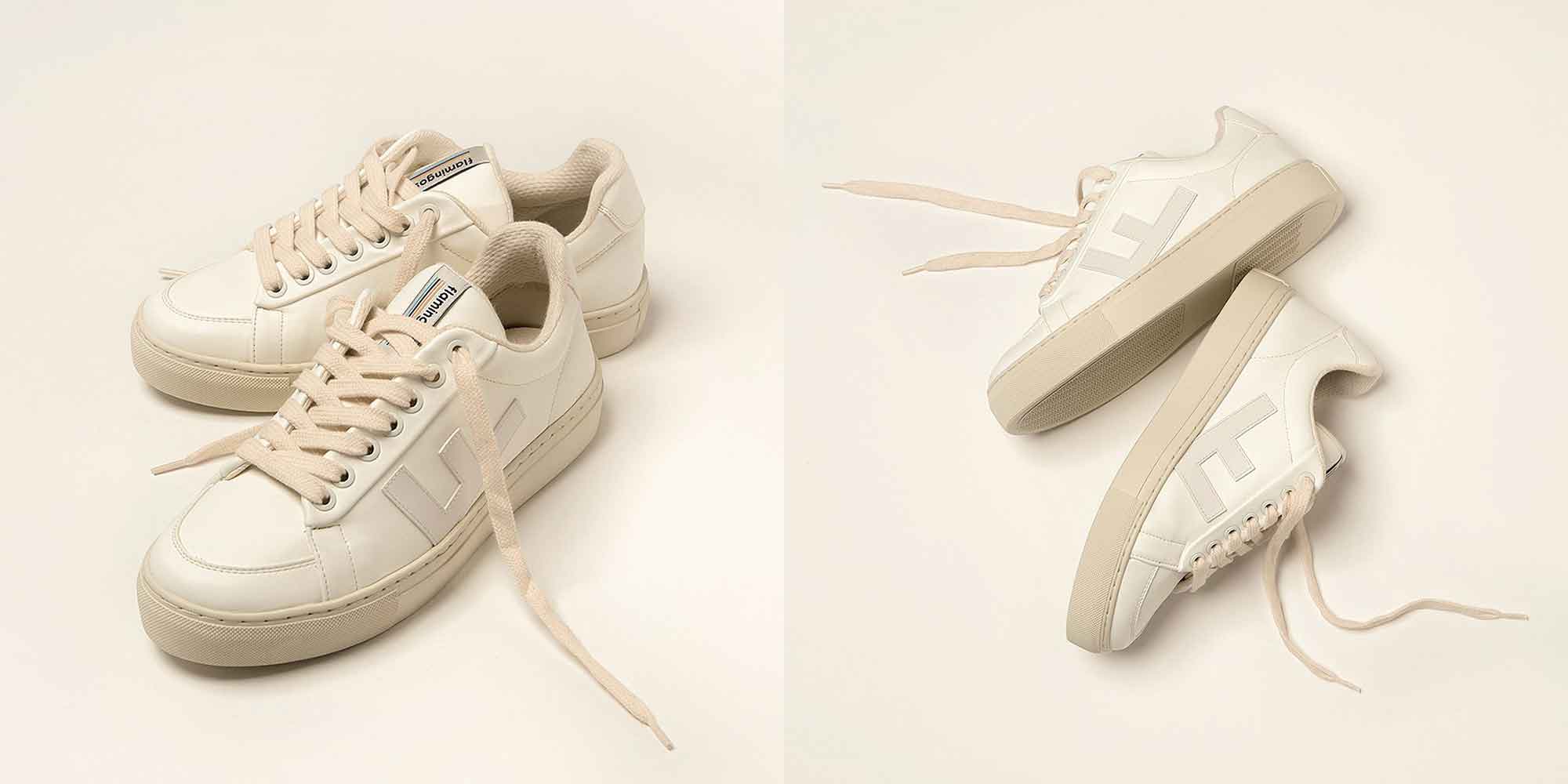 white vegan sustainable wardrobe essentials sneakers by Flamingos' Life