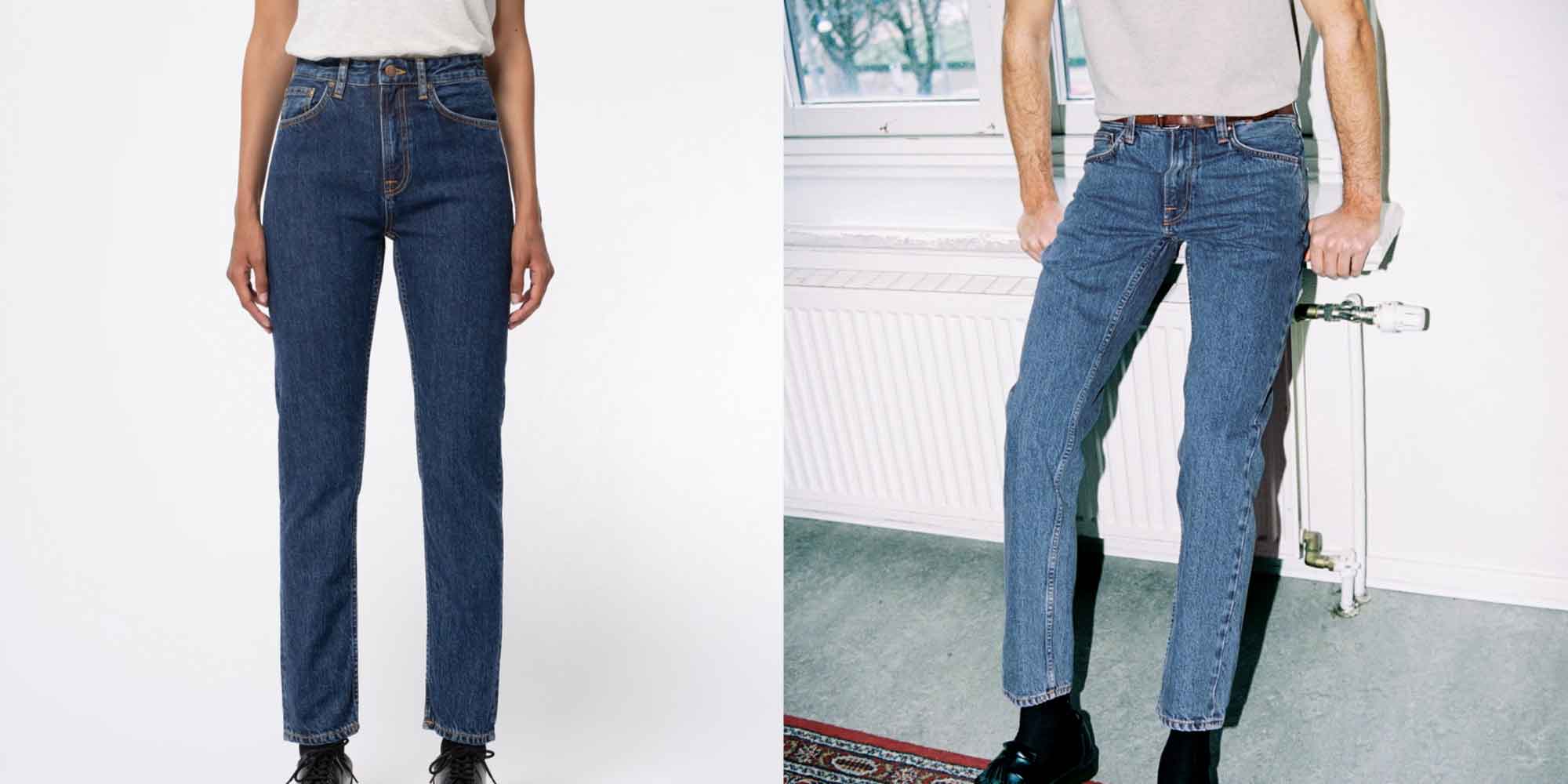 people wearing sustainable wardrobe essentials jeans by Nudie Jeans