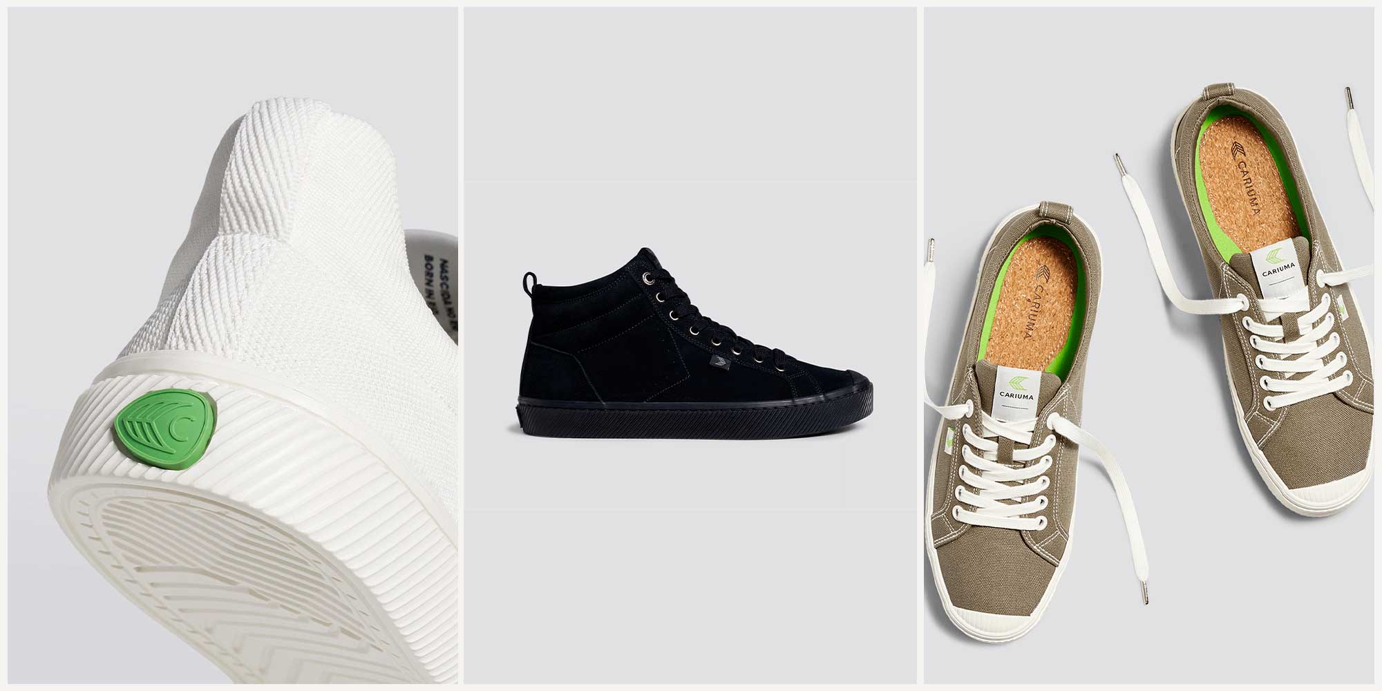 three pairs of eco sneakers by CARIUMA