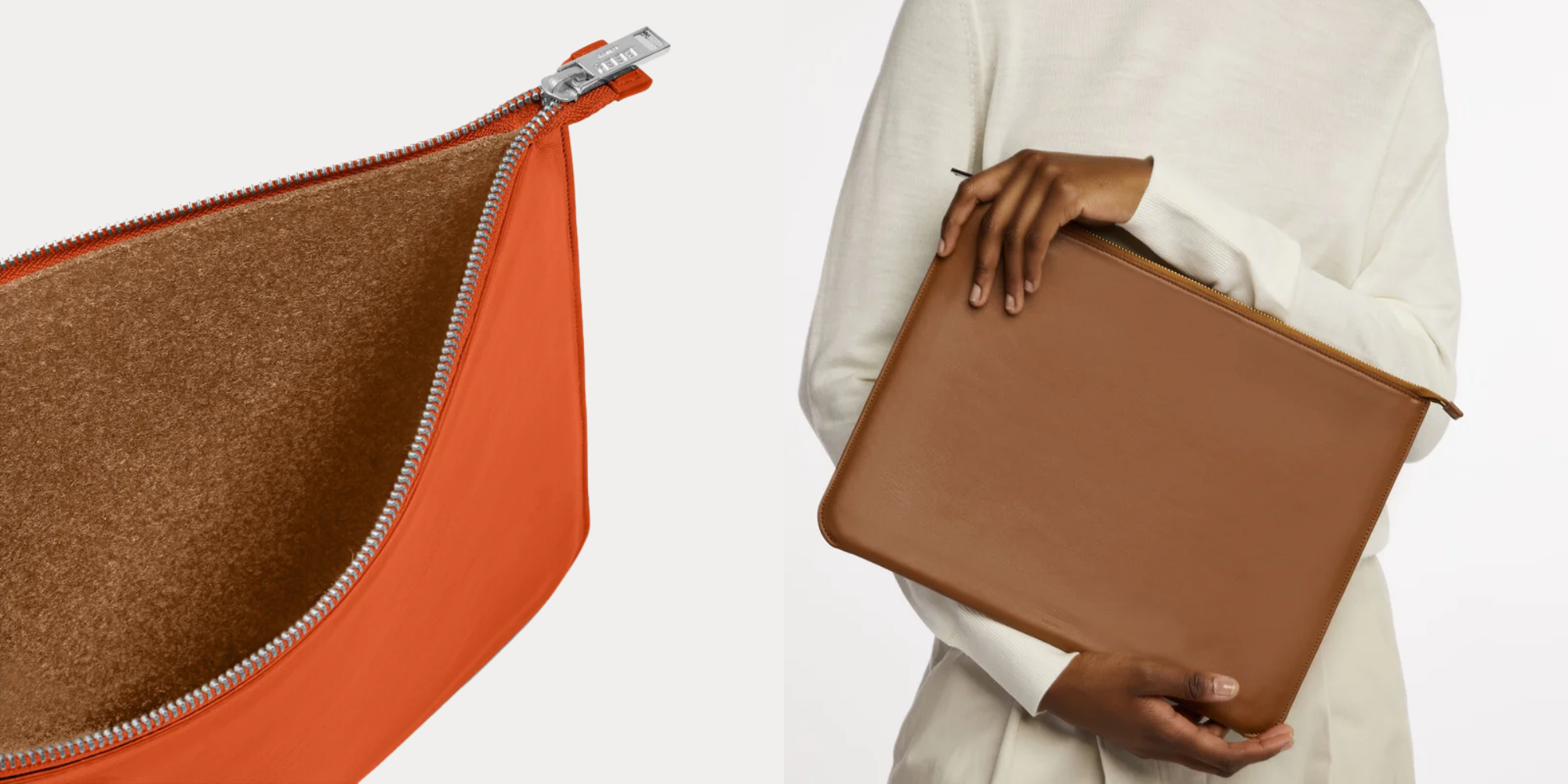 Someone holding laptop case by BEEN London.