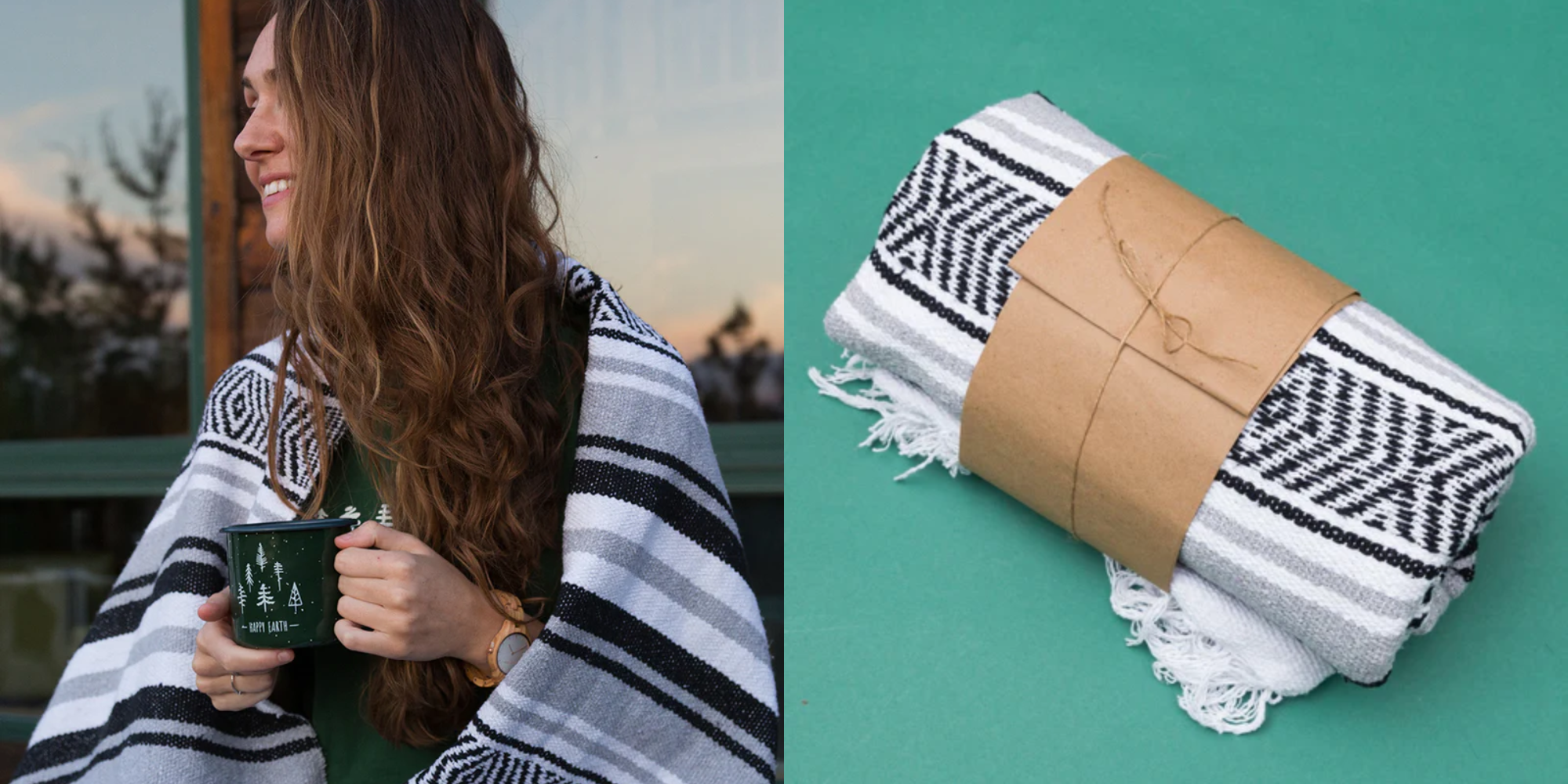 Someone wearing blanket by Happy Earth.