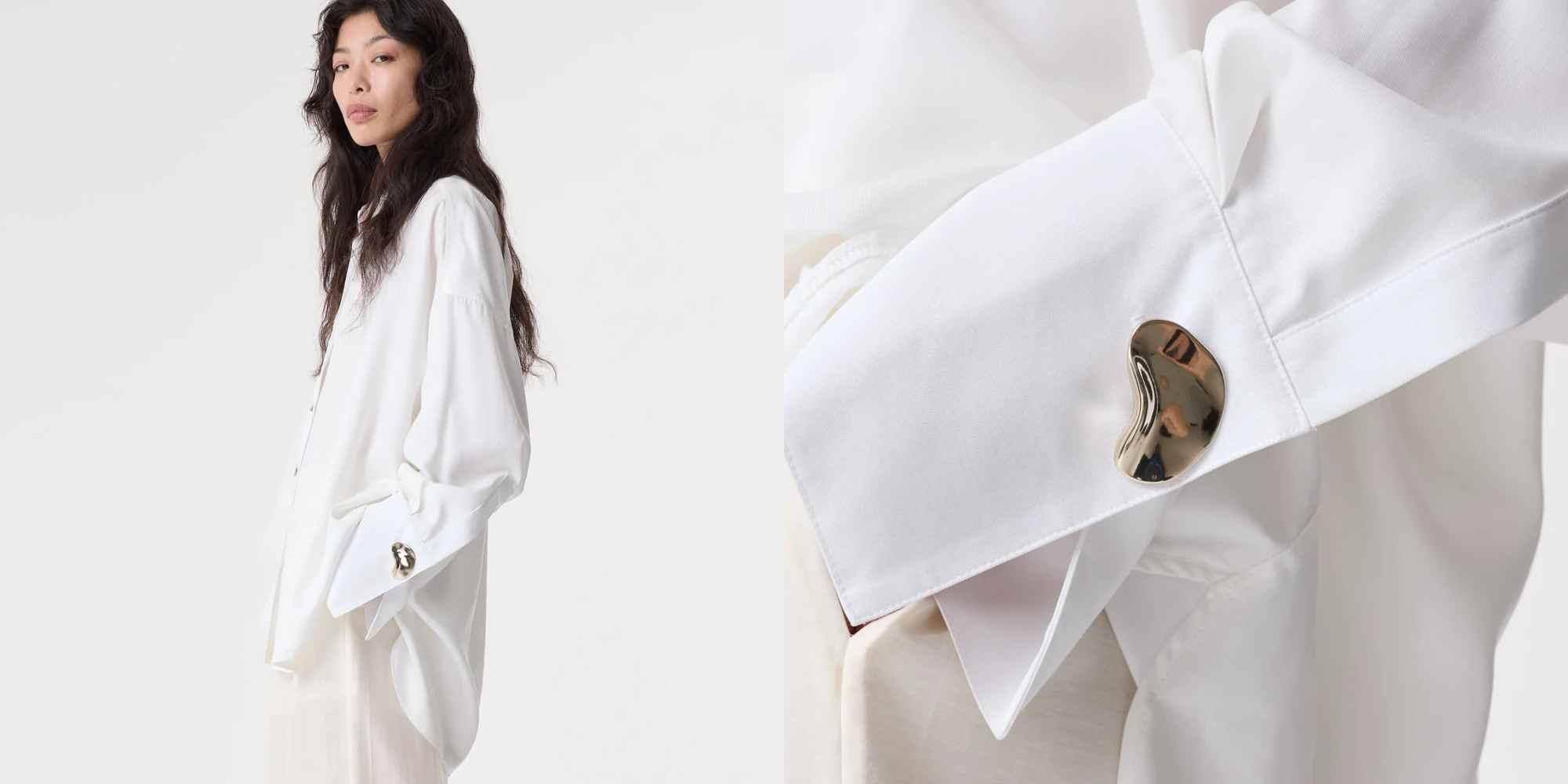 person wearing oversized white shirt from akyn